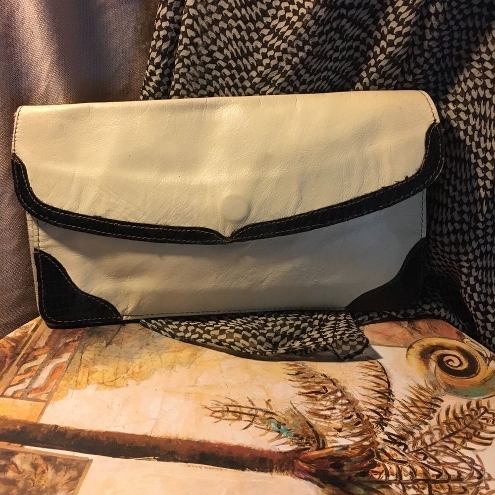 Lawrence Bentley Leather/Snakeskin Clutch
